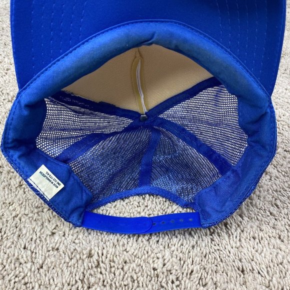 Vtg Midway Motors Snapback Hat Mesh Foam Trucker Blue White Corvette Logo Cap - Picture 8 of 10